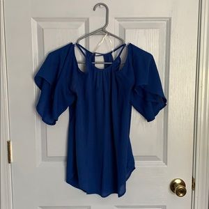 Blue Shinestar Cold shoulder top
